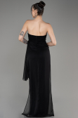 Robe de Soirée Longue Mousseline Noir ABU3947