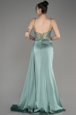 Robe de Soirée Longue Satin Turquoise ABU3875