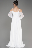 Robe de Soirée Longue Mousseline Blanc ABU3914