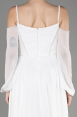 Robe de Soirée Longue Mousseline Blanc ABU3914