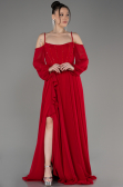 Robe de Soirée Longue Mousseline Rouge ABU3914