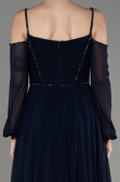 Robe de Soirée Longue Mousseline Bleu Marine ABU3914
