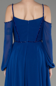 Robe de Soirée Longue Mousseline Bleu Saxe ABU3914