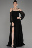 Robe de Soirée Longue Mousseline Noir ABU3914