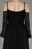 Robe de Soirée Longue Mousseline Noir ABU3914
