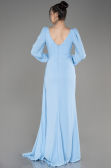 Robe De Soirée Mousseline Longue Bleu clair ABU3885
