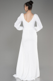 Robe De Soirée Mousseline Longue Blanc ABU3885