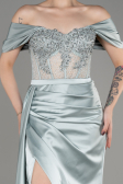 Robe De Soirée Satin Longue Menthe ABU3895