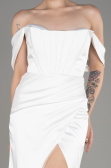 Robe de Soirée Longue Satin Blanc ABU3964