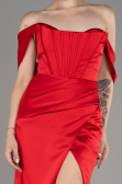 Robe de Soirée Longue Satin Rouge ABU3964