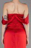 Robe de Soirée Longue Satin Rouge ABU3964