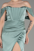 Robe de Soirée Longue Satin Menthe ABU3964