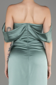 Robe de Soirée Longue Satin Menthe ABU3964