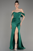 Robe de Soirée Longue Satin Émeraude ABU3964