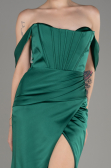 Robe de Soirée Longue Satin Émeraude ABU3964