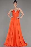Robe de Soirée Longue Satin Orange ABU3965