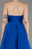 Robe de Soirée Longue Satin Bleu Saxe ABU3965