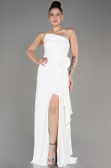 Robe de Soirée Longue Mousseline Blanc ABU3974