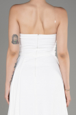 Robe de Soirée Longue Mousseline Blanc ABU3974