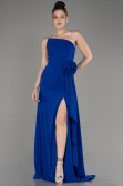 Robe de Soirée Longue Mousseline Bleu Saxe ABU3974