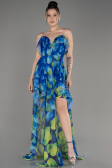 Robe de Soirée Longue Bleu Saxe ABU3975