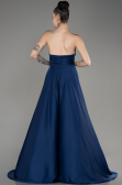 Robe de Soirée Longue Satin Bleu Marine ABU3965