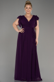 Robe de Soirée Grande Taille Longue Mousseline Violet Foncé ABU3276