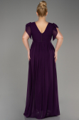 Robe de Soirée Grande Taille Longue Mousseline Violet Foncé ABU3276