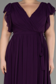Robe de Soirée Grande Taille Longue Mousseline Violet Foncé ABU3276