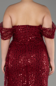 Robe De Soirée Squameuse Longue Rouge Bordeaux ABU3577