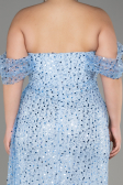 Robe De Soirée Squameuse Longue Bleu ABU3577