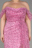 Robe De Soirée Squameuse Longue Rose ABU3577