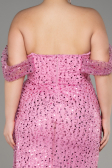 Robe De Soirée Squameuse Longue Rose ABU3577