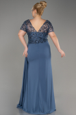 Robe De Fiançailles Grande Taille Mousseline Longue Indigo ABU3731