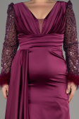 Robe Grande Taille Longue Couleur Cerise ABU3237