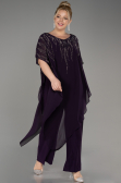 Robe De Soirée Grande Taille Mousseline Violet Foncé ABT111