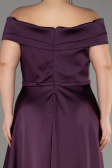 Robe De Soirée Grande Taille Satin Longue Violet Foncé ABU2355