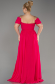Robe De Soirée Grande Taille Mousseline Longue Fushia ABU3738