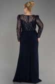 Robe De Fiançailles Grande Taille Longue Bleu Marine ABU3808