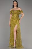Robe De Soirée Squameuse Longue Pistache vert ABU3577