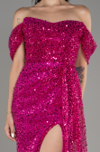 Robe De Soirée Squameuse Longue Fushia ABU3577