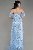 Robe De Soirée Squameuse Longue Bleu ABU3577