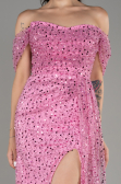 Robe De Soirée Squameuse Longue Rose ABU3577