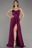 Robe de Soirée Longue Satin Prune ABU4017