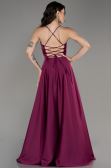 Robe de Soirée Longue Satin Prune ABU4017