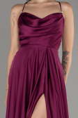 Robe de Soirée Longue Satin Prune ABU4017
