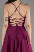 Robe de Soirée Longue Satin Prune ABU4017