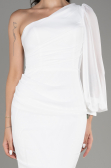 Robe De Soirée Mousseline Longue Blanc ABU3677