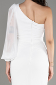 Robe De Soirée Mousseline Longue Blanc ABU3677