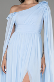 Robe de Soirée Longue Mousseline Bleu clair ABU4001